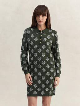 GANT - Women Green Regular Fit Graphic Merino wool Dress