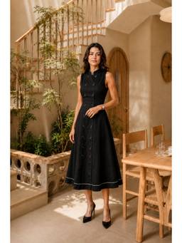 Gazillion - Hectoria Black And White Piping Double Breasted Dress