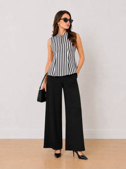 Gazillion - Hellen Black And White Striped Top