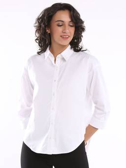 Gazillion - Elizabeth White Stylish Pleated Back Cotton Shirt