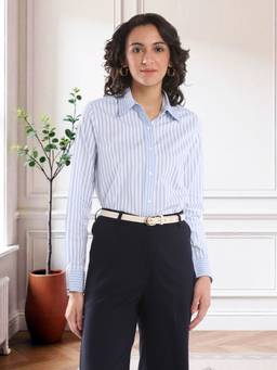 Gazillion - Emma Mixed Blue And White Stripes Cotton Formal Shirt
