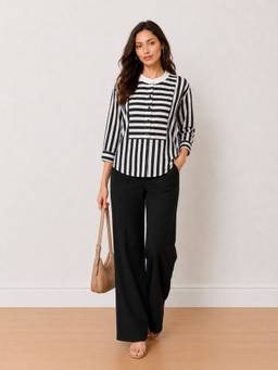 Gazillion - Helvia Striped Bib Yoke Shirt