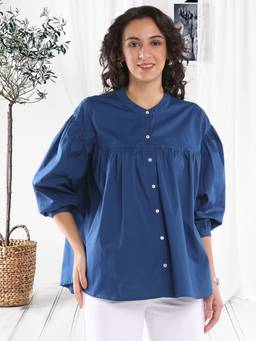 Gazillion - Ellie Dark Blue Stylish Formal Cotton Shirt