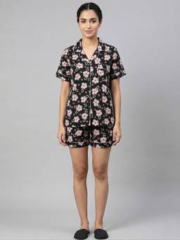 Global Republic - Polyester Rayon Floral Print Shirt With Short For Women