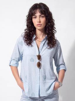 max - Urb_N Women Embroidered Shirt Blue