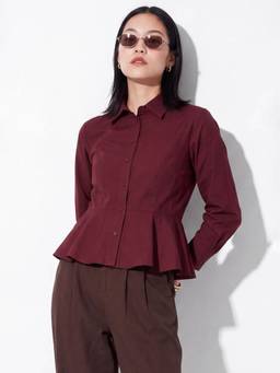 max - Urb_N Women Peplum Shirt Maroon