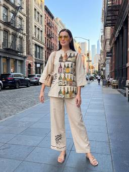 ZUMMER - Cotton Hand Painted Co-Ords Set Off White