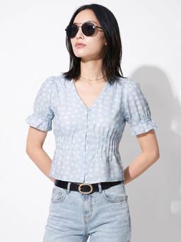 max - Urb_N Women Polka Dots Blouse Blue