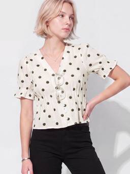 max - Urb_N Women Polka Dots Blouse Off White