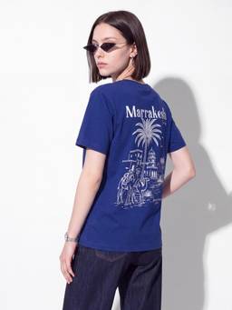 max - Urb_N Women Relaxed Printed T-Shirt Blue