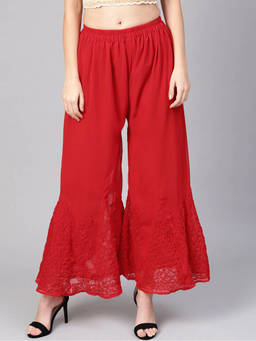 Khaka-The Chikankari Heritage - Womens Faux Georgette Lucknowi Chikankari Flared Sharara
