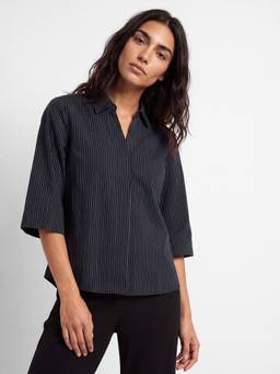 max - Women Collared Blouse Top Blue