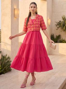 ZUMMER - Flare Dress With Jacket Pink