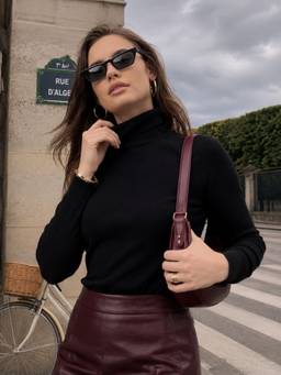 STREET 9 - Rib High Neck Top Black