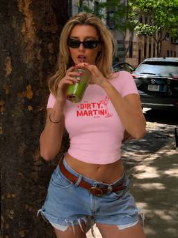 PRONK - Dirty Martini Print Cloud Candy T-Shirt Pink