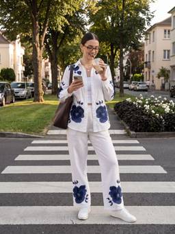 ZUMMER - White Cotton Embroidered Co-Ords Set