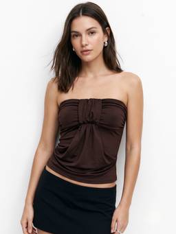 Outzidr - Brown Solid Y2K Tube Top