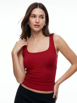 Outzidr - Red Square Neck Tank Top