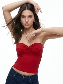 Outzidr - Red Butterfly Twist Tube Top