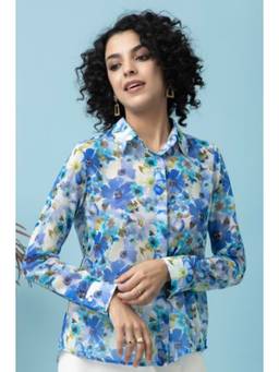 Beatnik - Printed Blue Shirt
