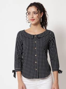 Beatnik - Printed Navy Blue Shirt