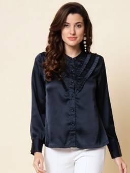 Beatnik - Navy Blue Solid Regular Shirt