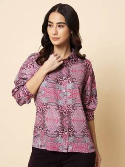 Beatnik - Printed Pink Shirt