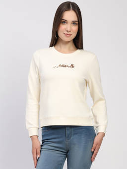 Global Republic - Modal Crew Neck Sweatshirt For Women Cream