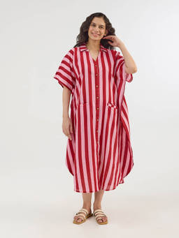 Phutari - Bubble Gum Beebee Hand Screen Printed Kaftan