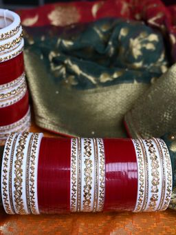 AG'S - Maroon Diamond Floral Work Punjabi Chura (2.4)