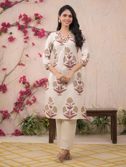 Readiprint - Straight Style Cotton Flex Fabric Brown Kurta and Pant