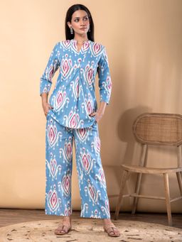 Readiprint - Curved Style Cotton Fabric Blue Co-Ord Set