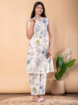 Readiprint - A-Line Style Cotton Flex Fabric Off White Kurta and Pant