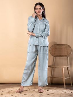 Readiprint - Curved Style Chinon Silk Fabric Green Co-Ord Set