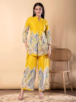Readiprint - Curved Style Poly Cotton Fabric Yellow Co-Ord Set