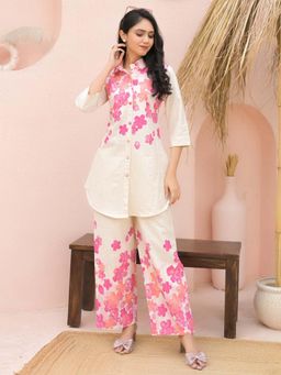 Readiprint - Asymmetrical Style Poly Cotton Fabric Pink Co-Ord Set