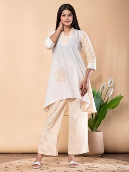 Readiprint - Asymmetrical Style Cotton Flex Fabric Beige Co-Ord Set