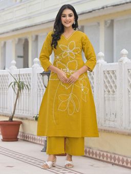 Readiprint - Cotton Flex Fabric Mustard Kurta and Palazzo