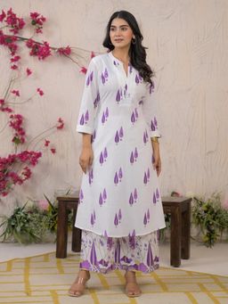 Readiprint - Straight Style Cotton Fabric Purple Kurta and Palazzo