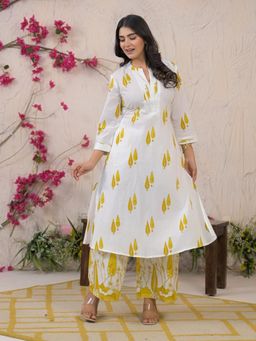 Readiprint - Straight Style Cotton Fabric Yellow Kurta and Palazzo