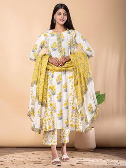 Readiprint - Cotton Fabric Yellow Kurta and Pant with Dupatta