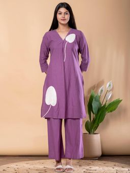 Readiprint - Straight Style Cotton Flex Fabric Purple Kurta and Palazzo