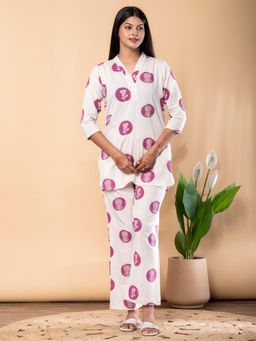 Readiprint - Curved Style Cotton Flex Fabric Magenta Co-Ord Set