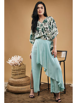 Soup by Sougat Paul - Palm Bay Printed Top with Drape Pants (Set of 2)