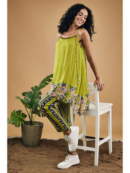 Soup by Sougat Paul - Orchid Bloom Embellished Top with Pants (Set of 2)