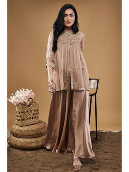 Soup by Sougat Paul - Azra Embellished Top with Flared Pants & Slip (Set of 3)