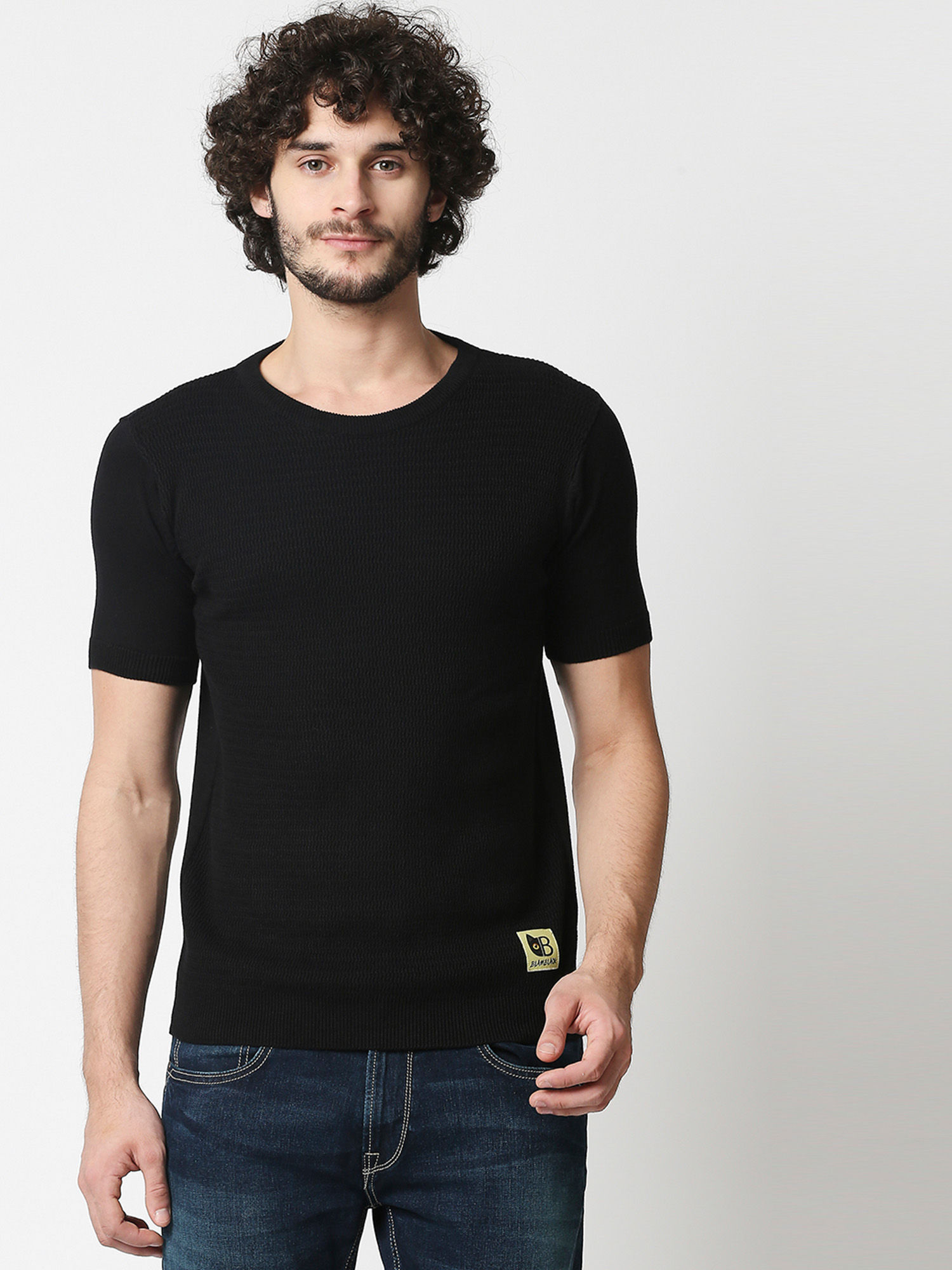 Buy BLAMBLACK Men Flat Knit T-Shirt 