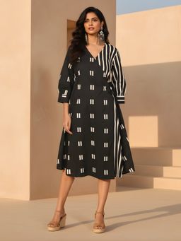 Dora Dori - Cotton Printed A-Line Wrap Style Dress