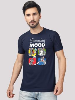 Greylongg - Navy Blue Comfortable Crew Neck T-Shirt