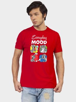 Greylongg - Red Comfortable Crew Neck T-Shirt